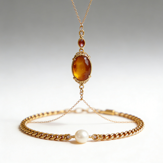 Amber & Pearl Hand Back Chain