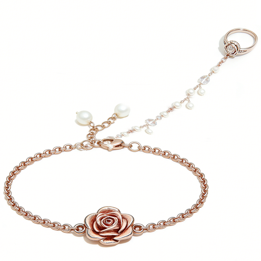 Rose & Pearl Hand Back Chain