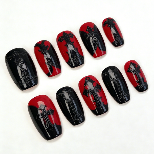 Red Black Gothic Cross Short Wearable Armor