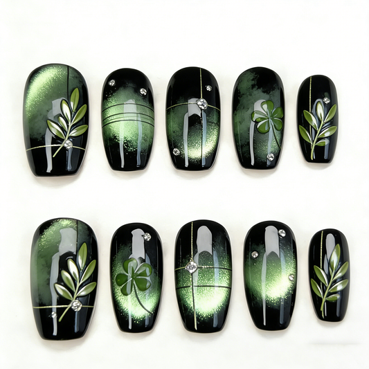 Black Green Clover Leaf Short Wearable Armor