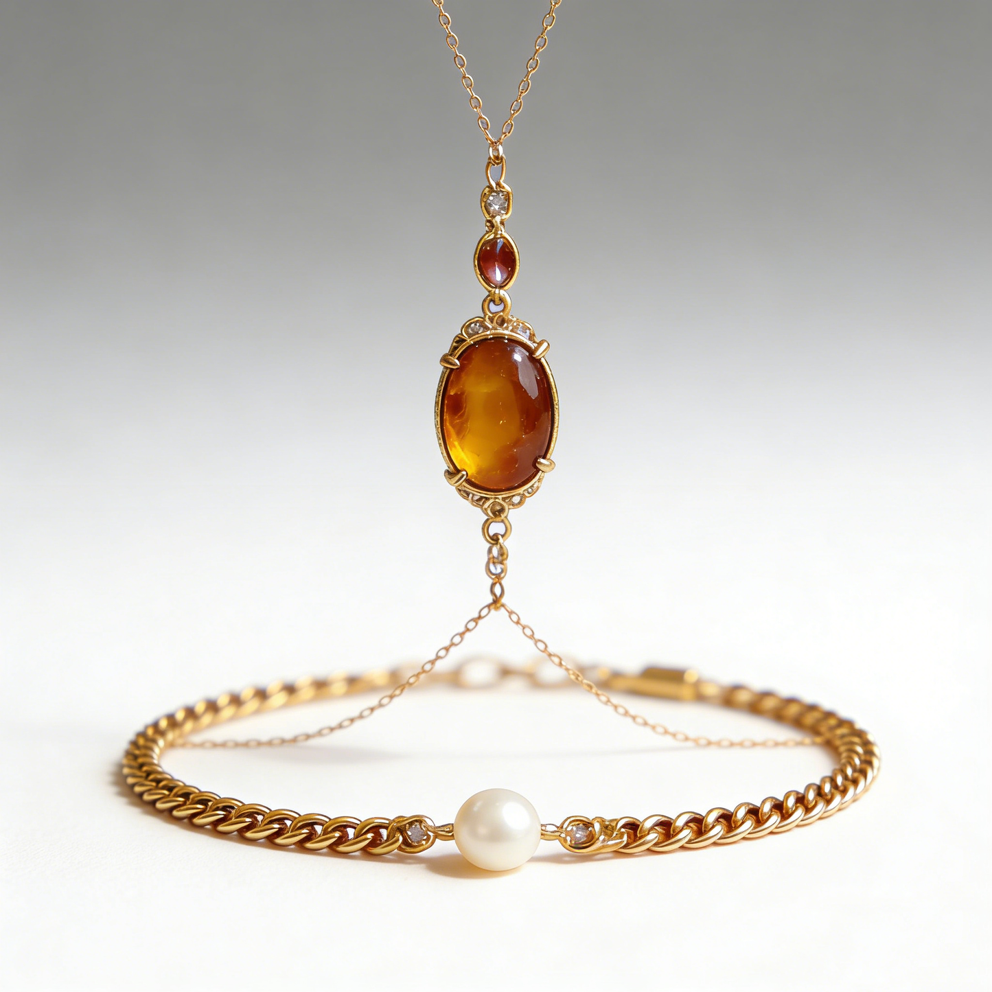 Amber & Pearl Hand Back Chain