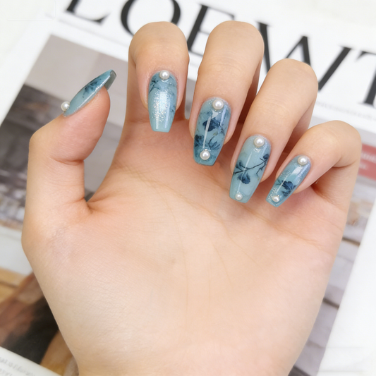 Blue Floral Pearl Long Wearable Armor