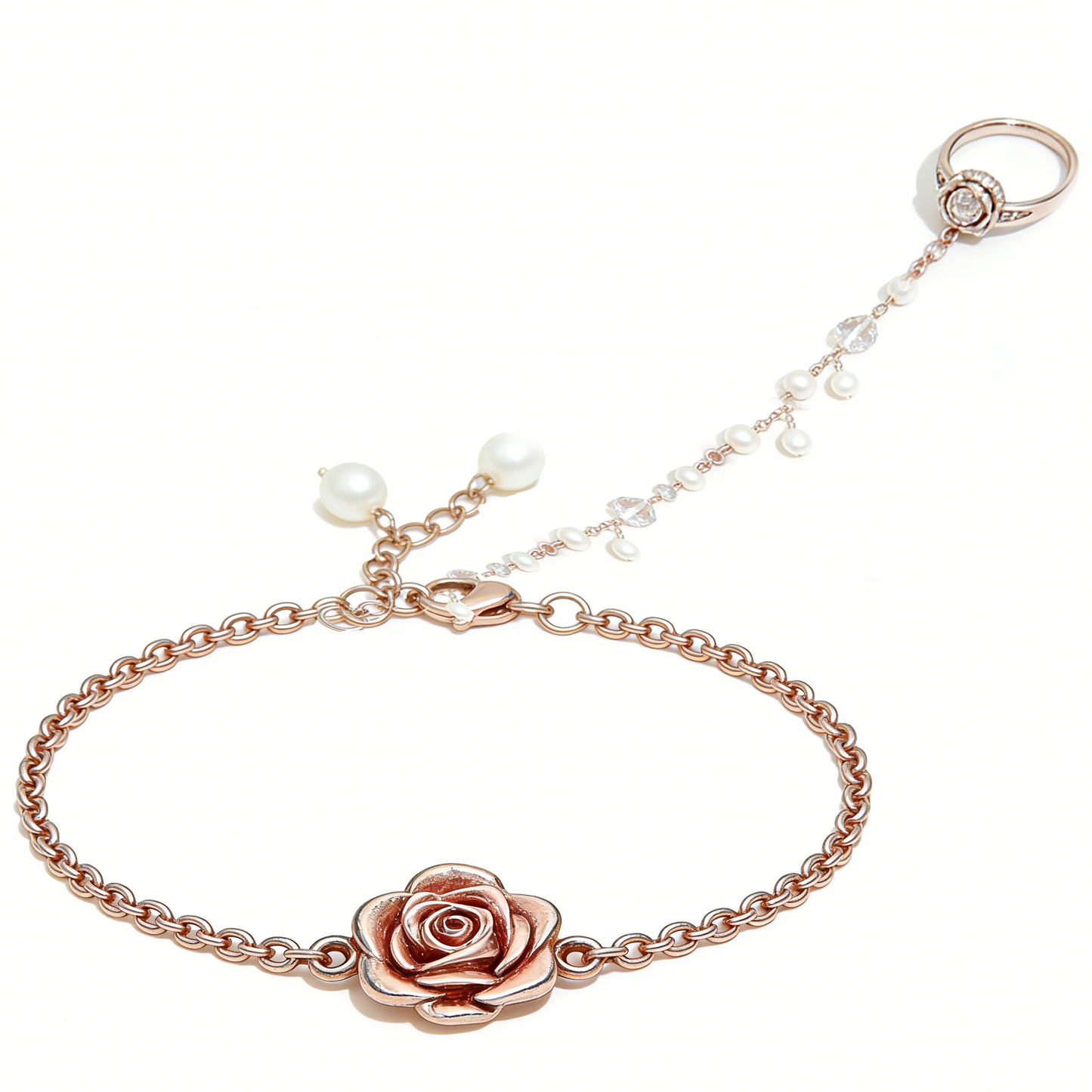 Rose & Pearl Hand Back Chain