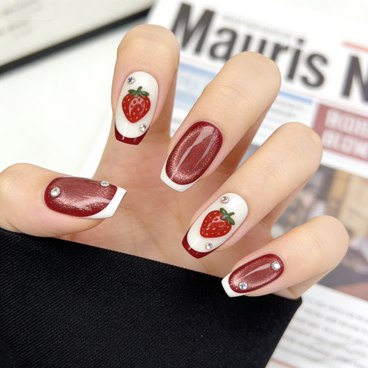 Strawberry Glam Short Wearable Nails