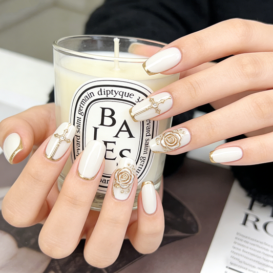 White Gold Rose & Cross Short Wearable Armor