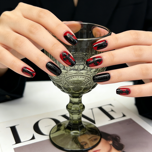 Red Black Gothic Cross Short Wearable Armor