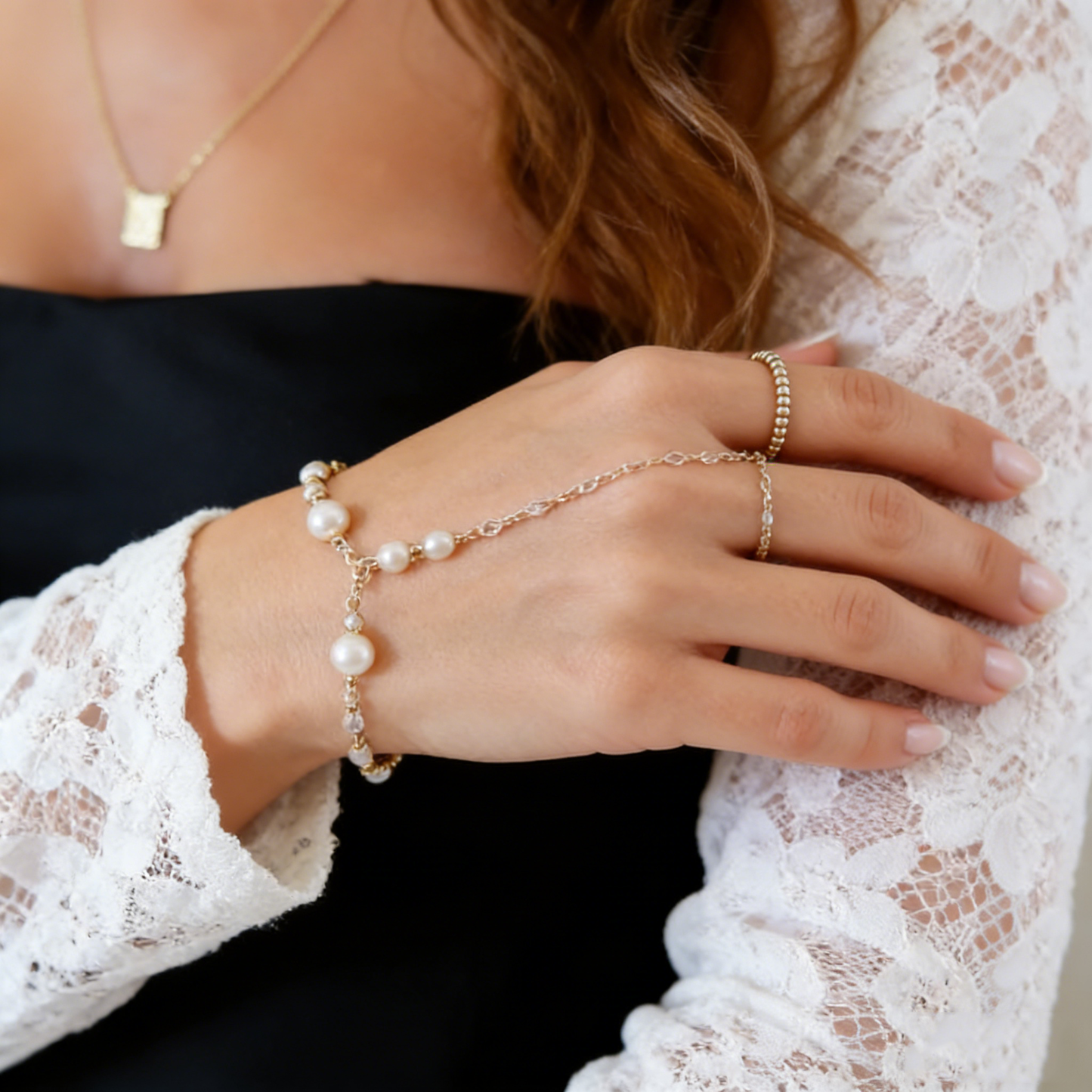 Pearl Drop Hand Back Chain