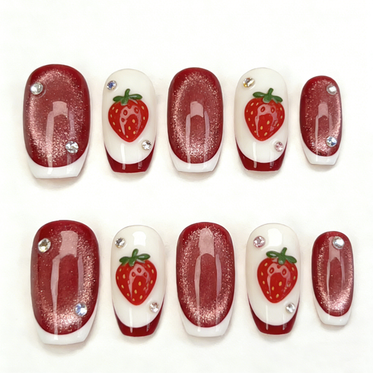 Strawberry Glam Short Wearable Nails