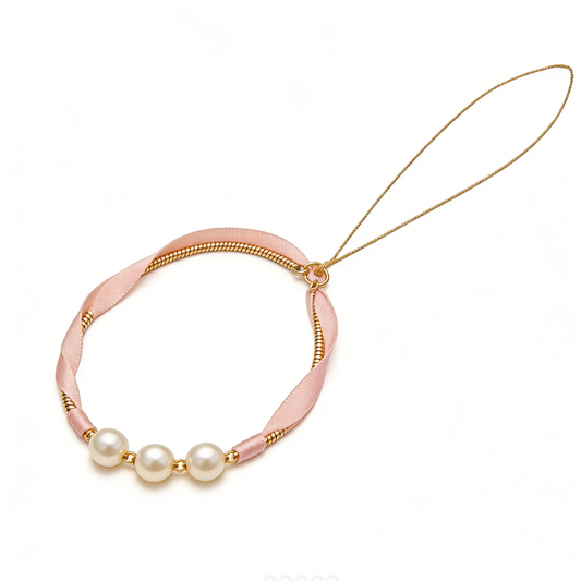 Pink Ribbon Pearl Hand Back Chain