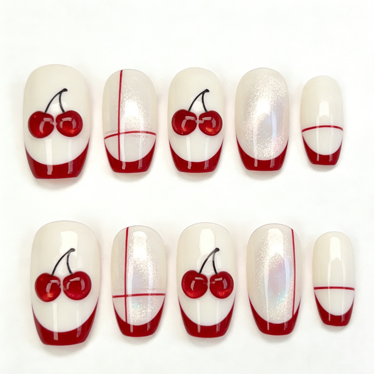 Cherry Red Short Wearable Nails